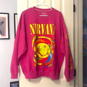 Baggy Pink Nirvana Crew Neck Sweatshirt